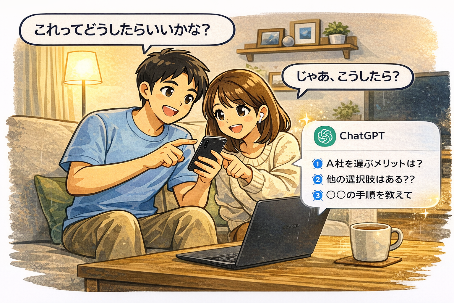 画面を見せながら ChatGPT Voice に相談している場面